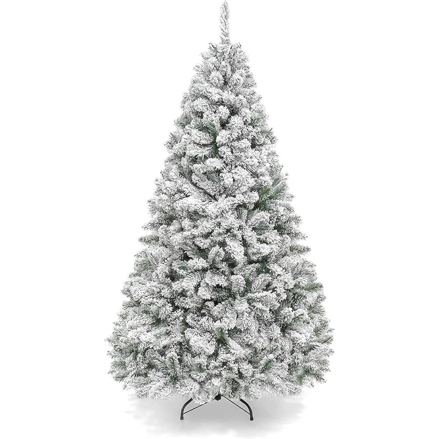 Asinse Flocked Christmas Tree 6FT with White Heavy Snow & Metal Stand - Massive Discounts