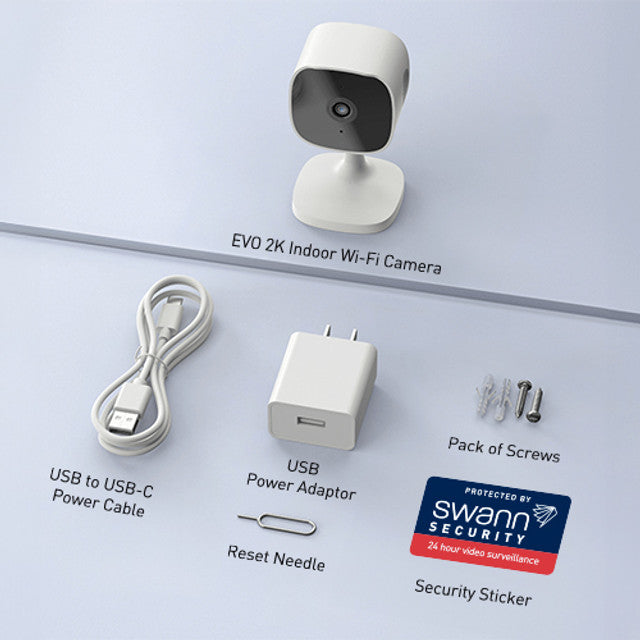 2K Indoor WiFi Security Camera Night Vision Two Way Audio Swann Evo Smart Camera