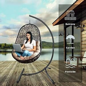 Hammock Chair Stand Only C Shape for Hanging Egg Swing Seat 350lbs GOUTIME