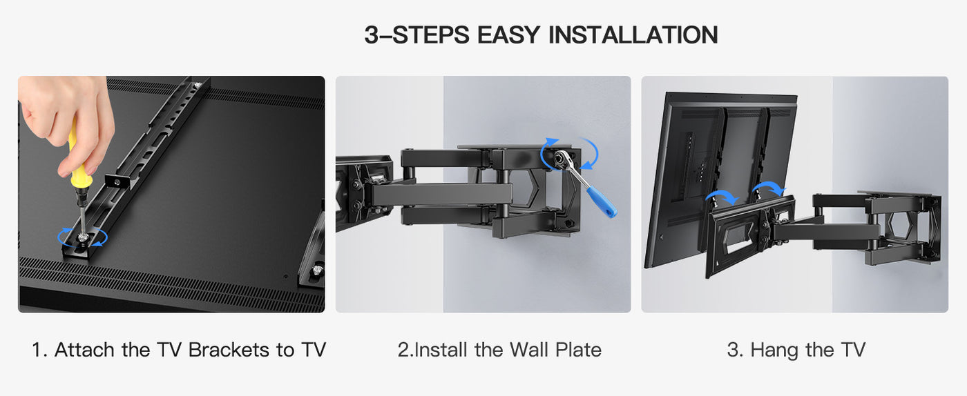 TV Wall Bracket Swivel Tilt Mount for 26-70 Inch Flat Curved TVs PERLESMITH