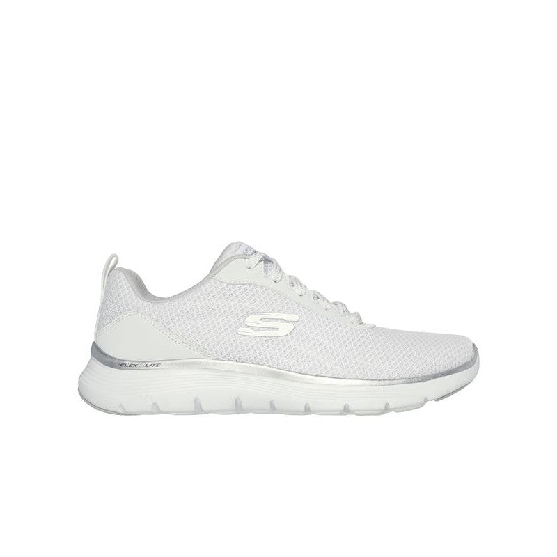 Skechers Flex Appeal 5.0 Vegan Womens White Silver Casual Trainers - 6 UK