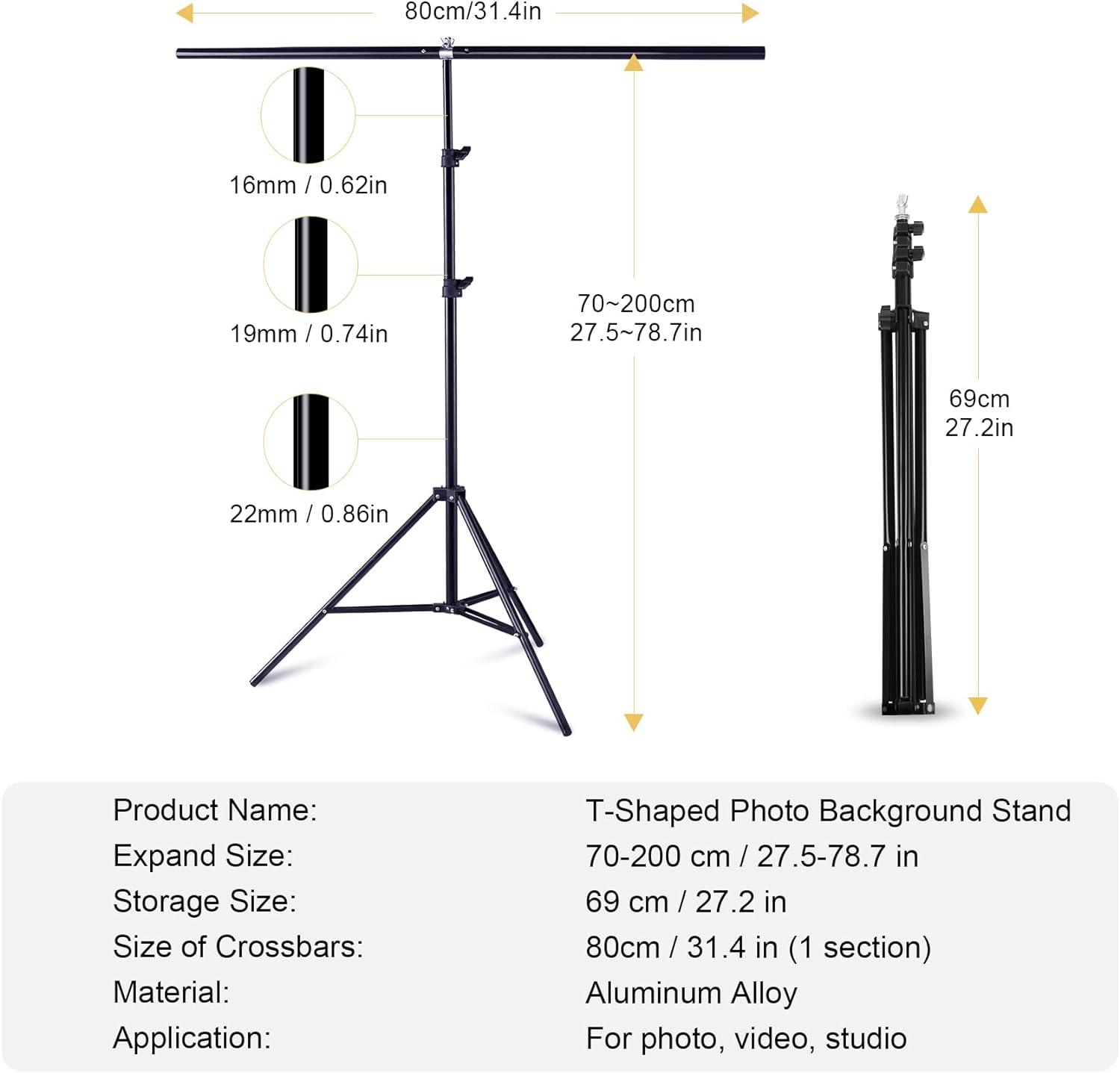 Backdrop Stand 80x80-200cm Retractable Support for Background Photo - Massive Discounts