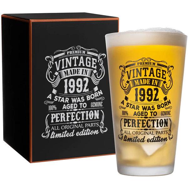 Beer Vintage Glass 1962, 1972, 1992 480ml/16 oz capacity Pint Glasses Premium - Massive Discounts