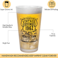 Beer Vintage Glass 1962, 1972, 1992 480ml/16 oz capacity Pint Glasses Premium - Massive Discounts