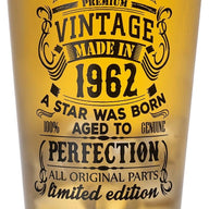 Beer Vintage Glass 1962, 1972, 1992 480ml/16 oz capacity Pint Glasses Premium - Massive Discounts