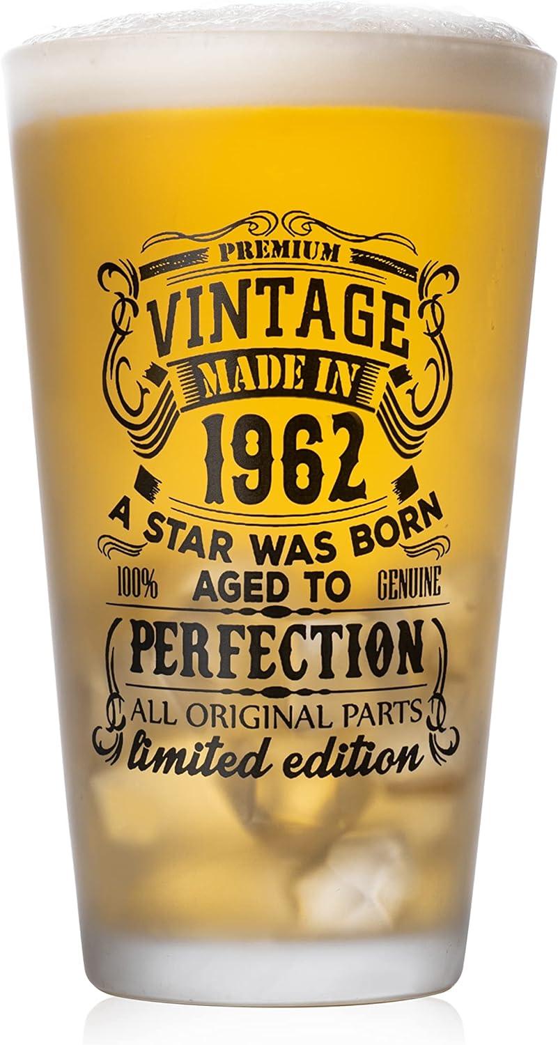 Beer Vintage Glass 1962, 1972, 1992 480ml/16 oz capacity Pint Glasses Premium - Massive Discounts