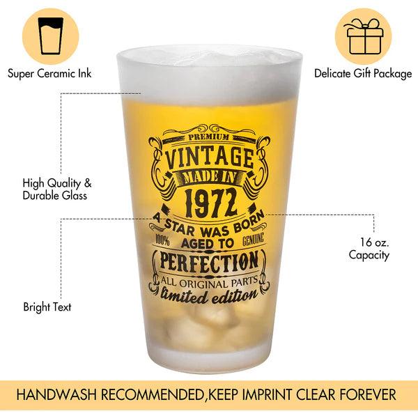 Beer Vintage Glass 1962, 1972, 1992 480ml/16 oz capacity Pint Glasses Premium - Massive Discounts