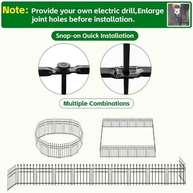 Metal Garden Fence 5 Pack 71x56cm Rustproof Landscape Barrier Black ARIFARO