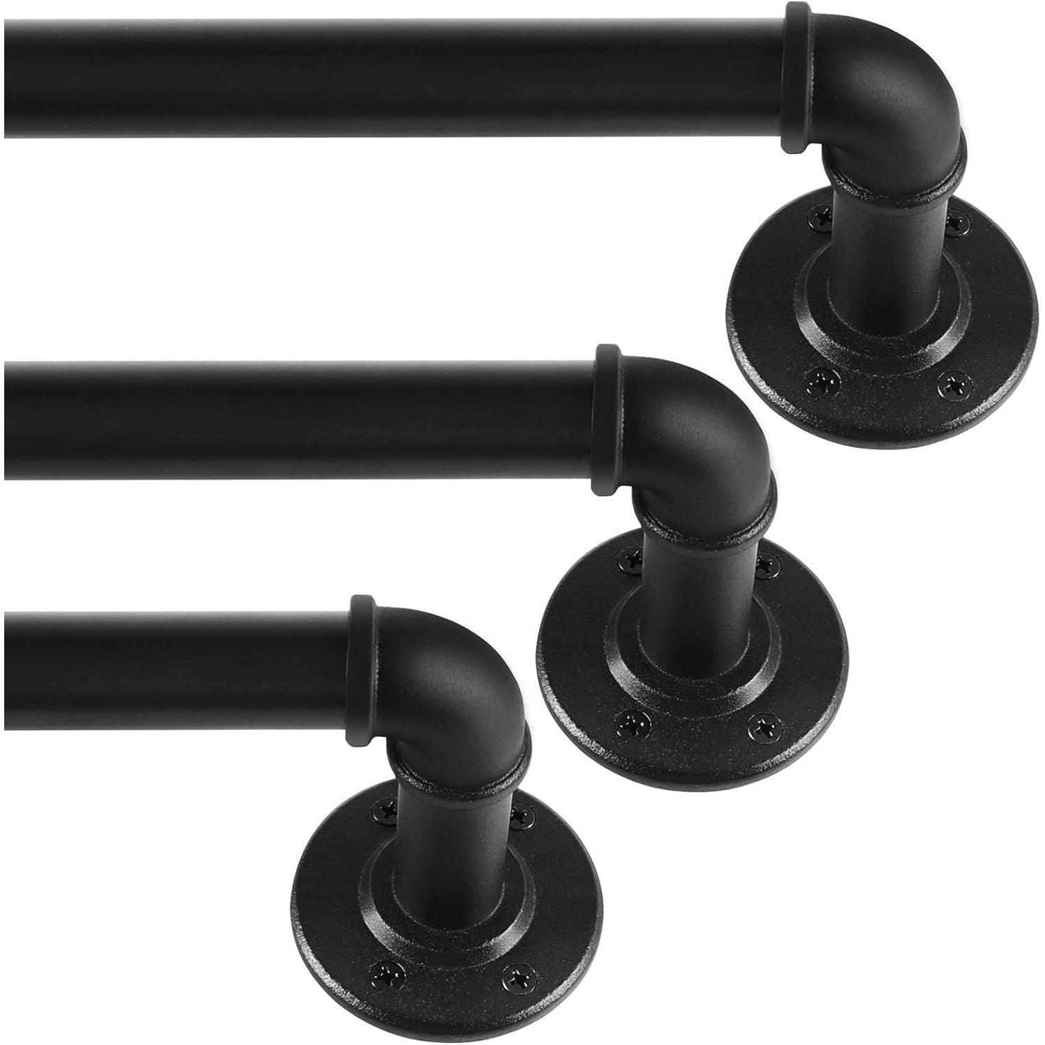 Black Curtain Industrial Poles for Eyelet Curtains 67-122cm 3 pack - Massive Discounts