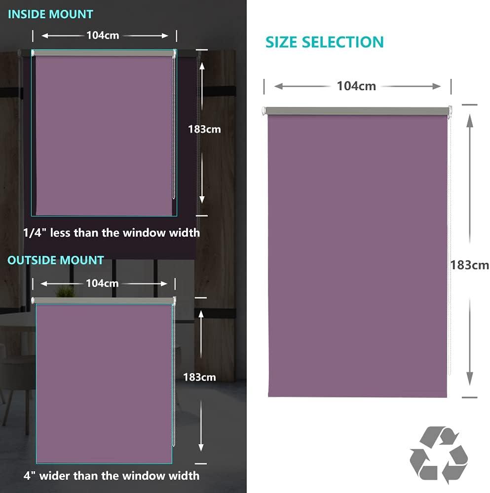 Blackout Waterproof Fabric Window Roller Shades Blind 104x183cm - Massive Discounts