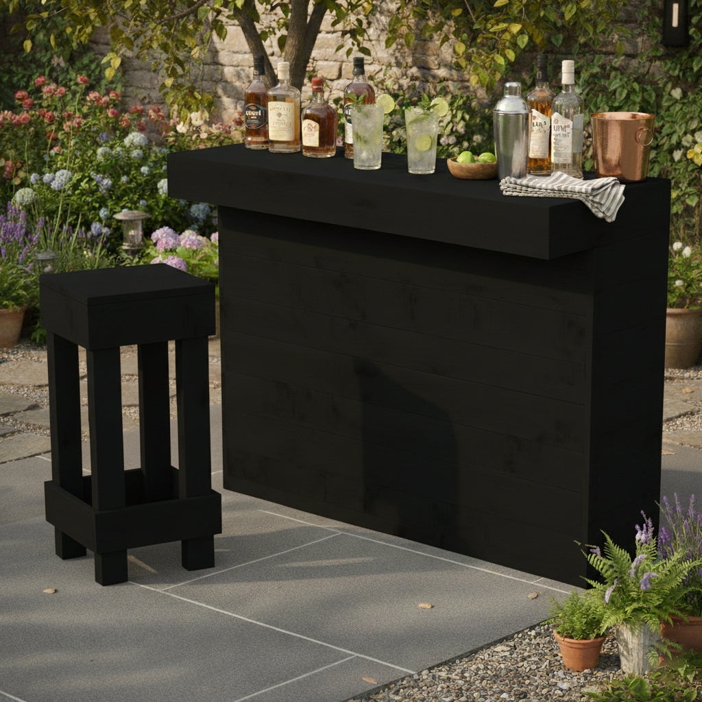 L Shape Wooden Garden Bar Rustic Outdoor Corner Bar Storage Bars at Home