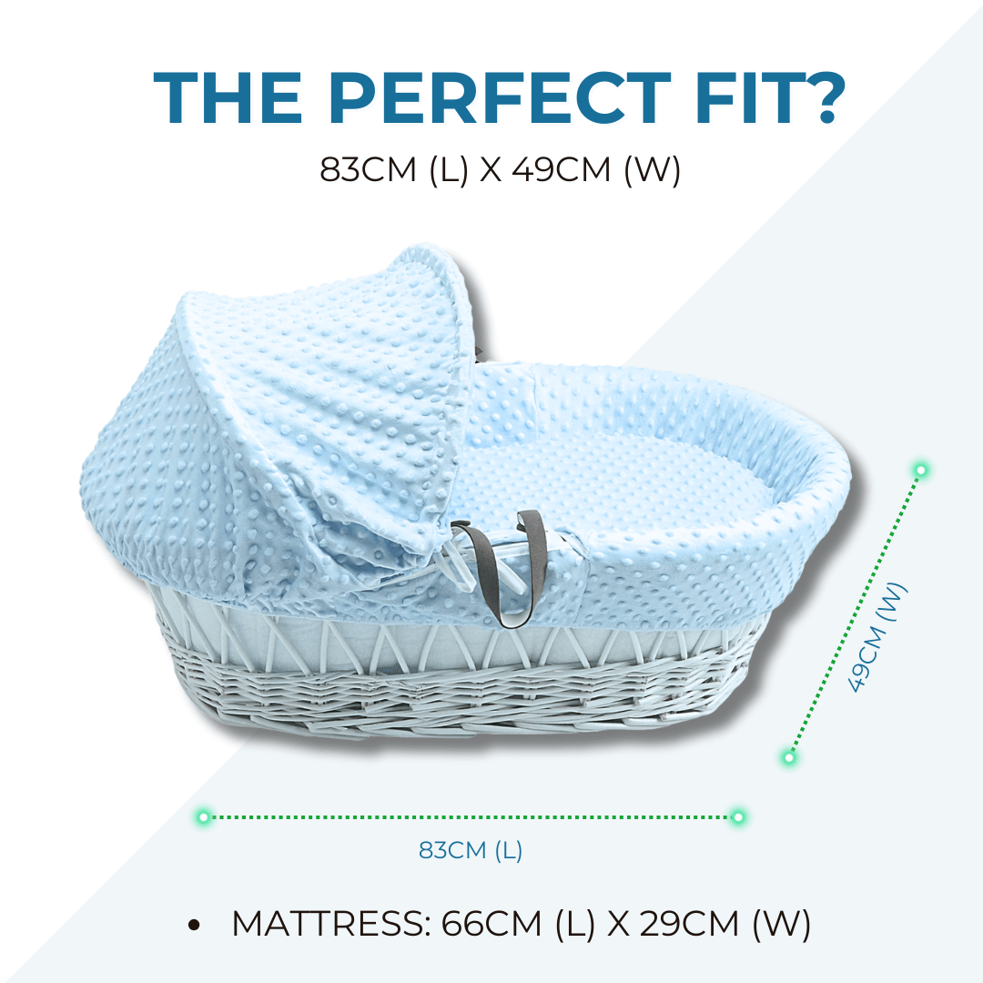 Moses Basket with Stand Baby Wicker Basket Blue Bedding Newborn FYLO