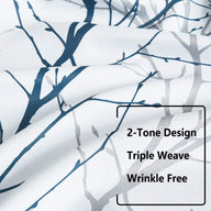 Blue White Tree Curtains for Bedroom 90x50in x 2pcs Blackout Window - Massive Discounts