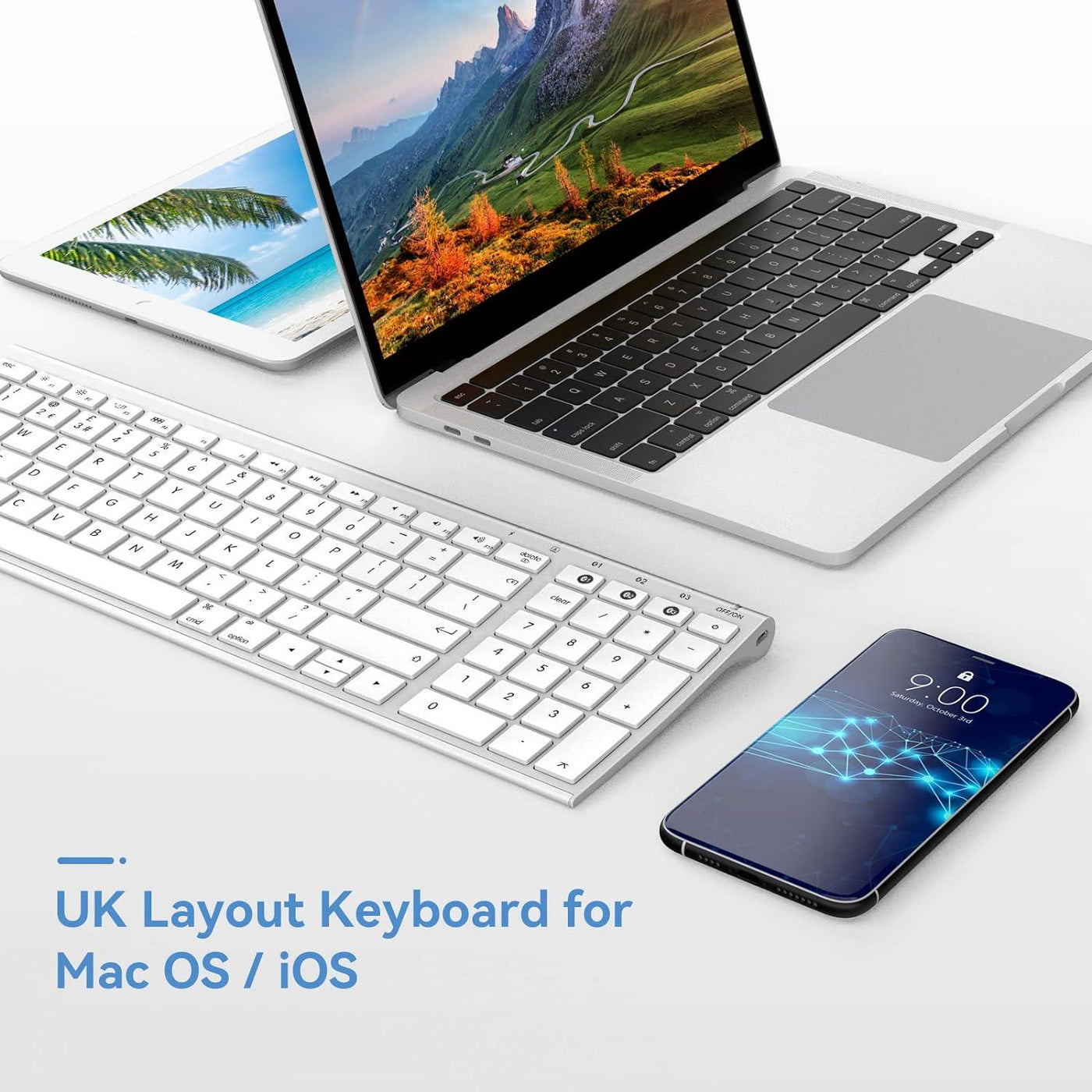Bluetooth Wireless Keyboard for Mac OS, Multi-Device Rechargeable Slim - Massive Discounts