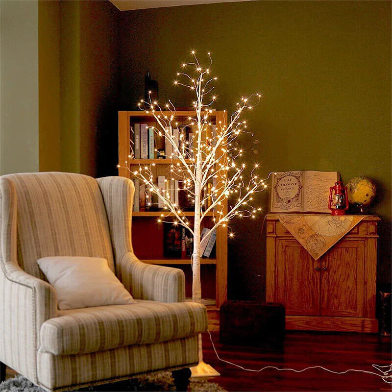 EAMBRITE 6FT Pre-Lit Birch Christmas Tree with 288 Warm White LED Lights