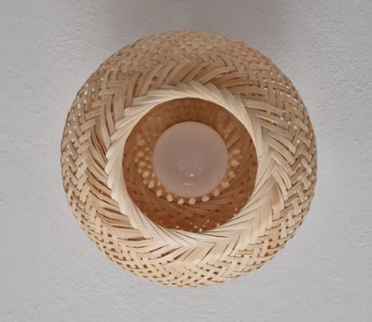 Schindora Bamboo Ceiling Light, Mini Boho Flush Mount Rattan Fixture