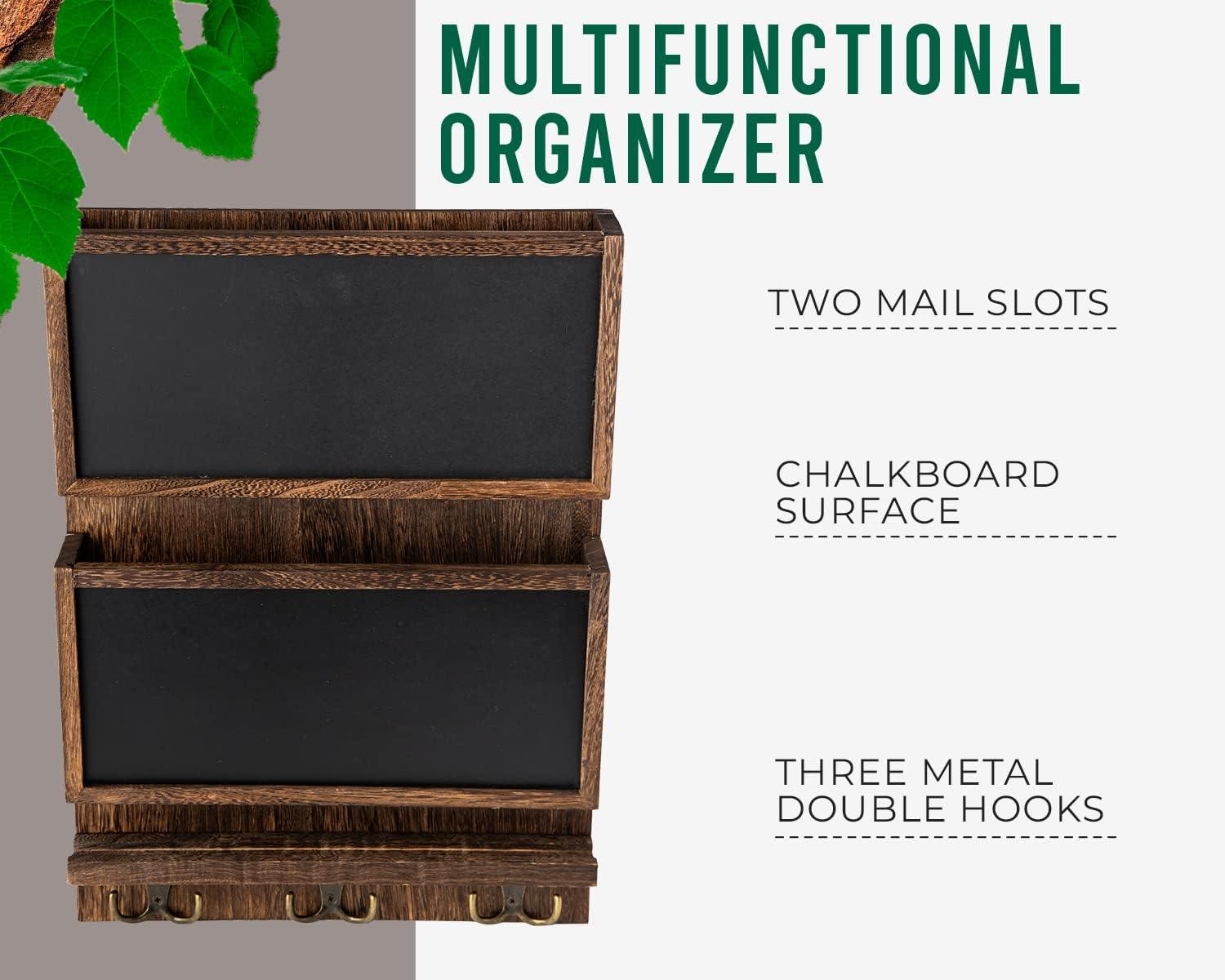 Holder wall mounted Organizer Rustic Wood for mail, keys, magazines - Massive Discounts