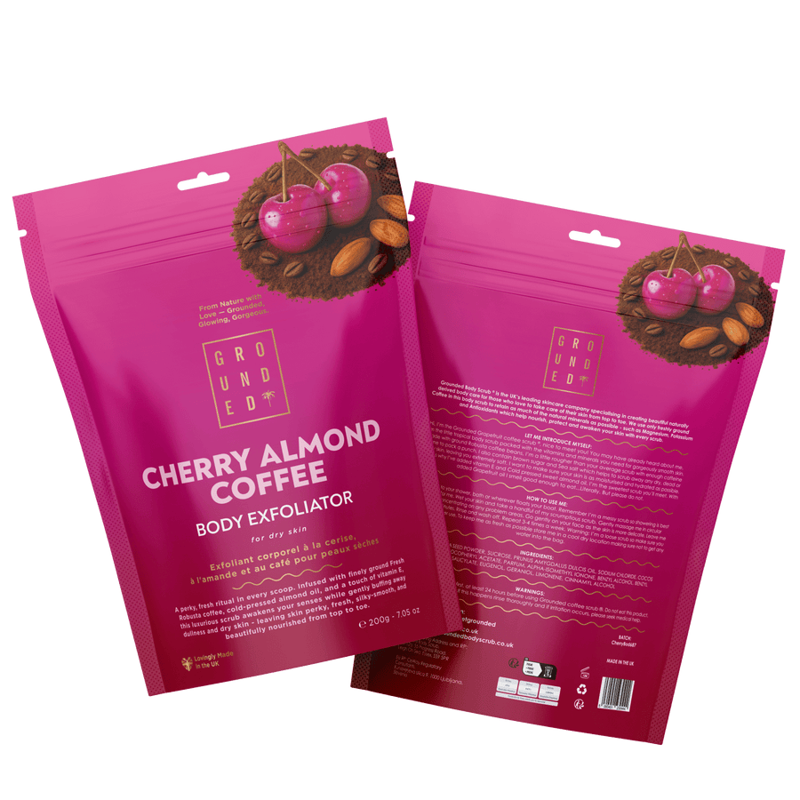 Coffee Body Scrub Cherry Almond Exfoliating 200g Smooth Skin Grounded Body
