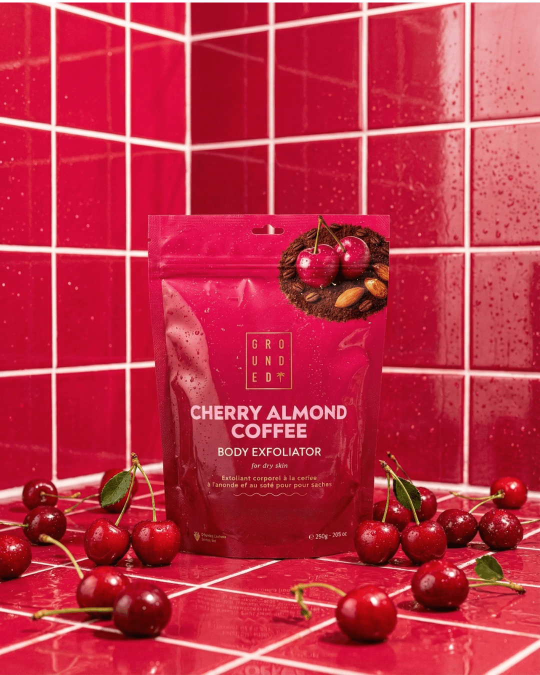 Coffee Body Scrub Cherry Almond Exfoliating 200g Smooth Skin Grounded Body
