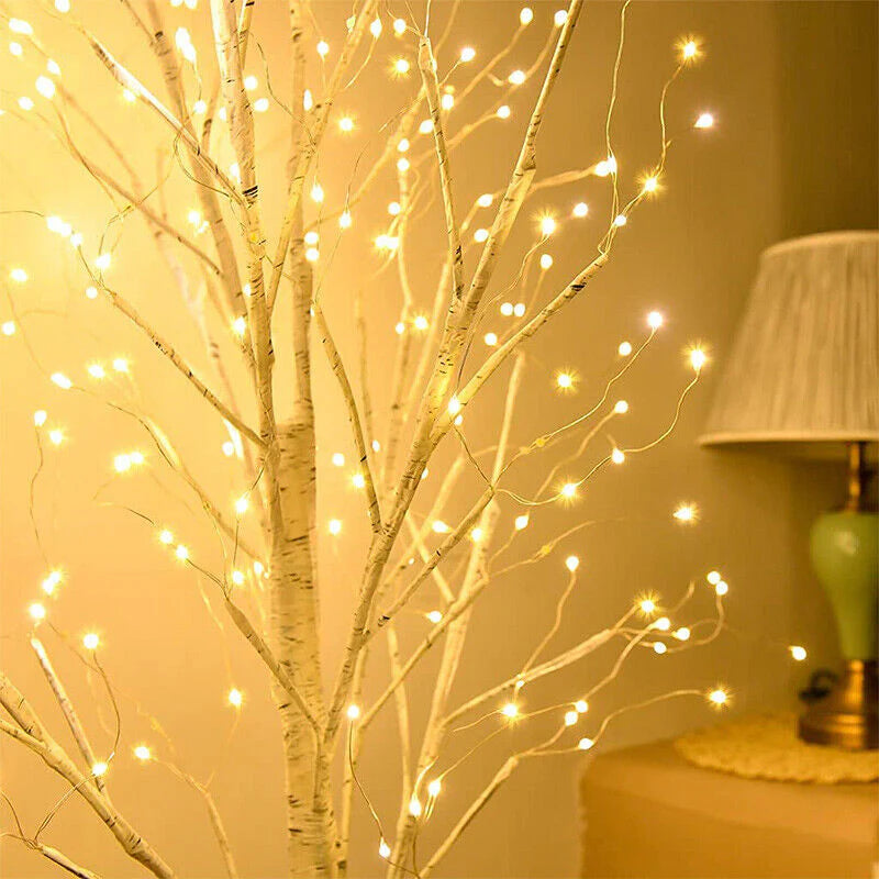 EAMBRITE 6FT Pre-Lit Birch Christmas Tree with 250 Warm White LED Lights