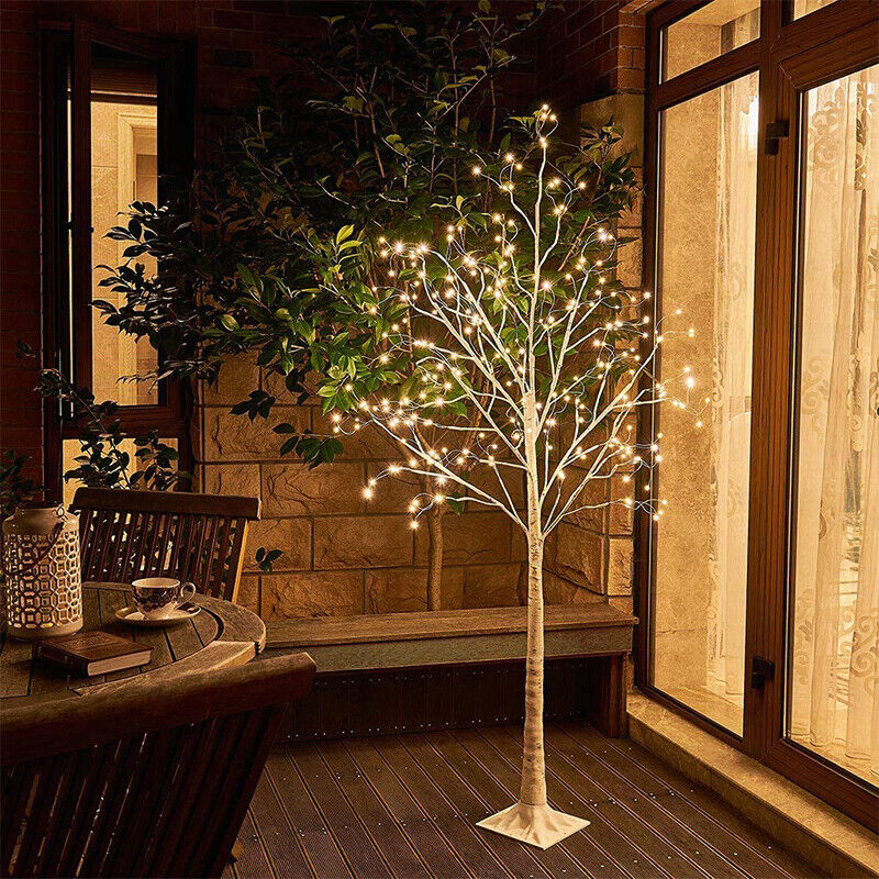 EAMBRITE 6FT Pre-Lit Birch Christmas Tree with 288 Warm White LED Lights - Massive Discounts