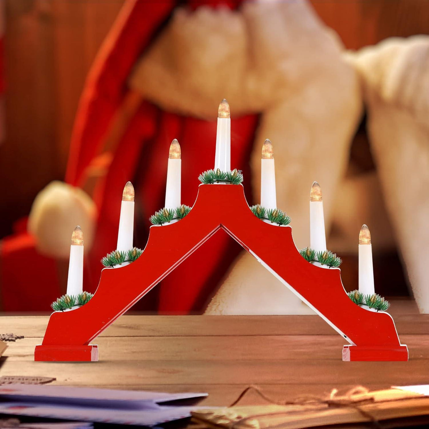 Christmas Candle Bridge | Wooden Bridge Candle LED Lights Battery - Massive Discounts