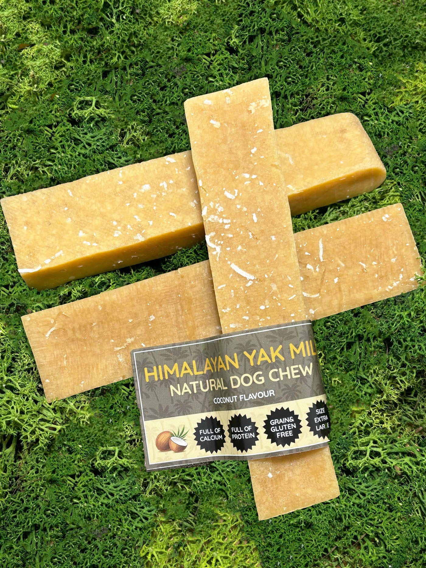 Himalayan Yak Milk natural dog chew on a grass background