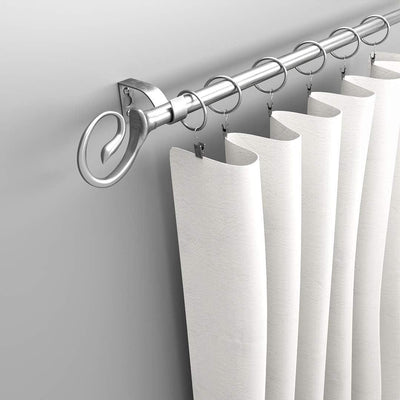 Extendable Curtain Pole 130-240cm Chrome 16/19mm Metal Curtain Rod Set