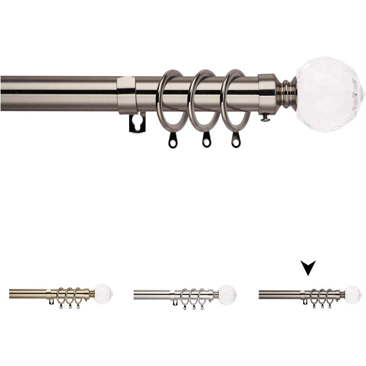 Curtain Pole Crystal Extendable 130-240cm Black Nickel Ø25/28mm - Massive Discounts