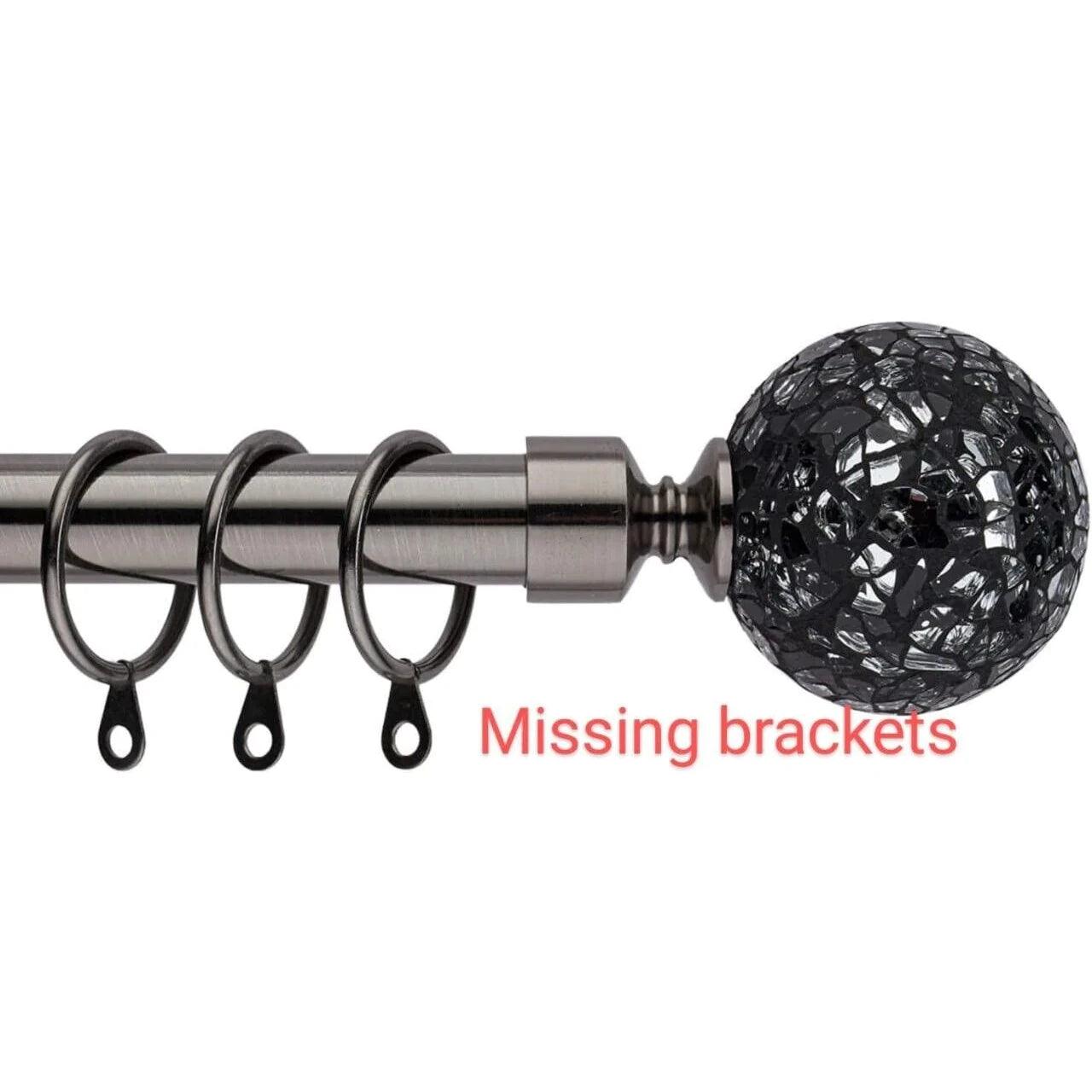 Curtain Poles Mosaic ball finials Extendable 120x300cm Black Nickel - Massive Discounts