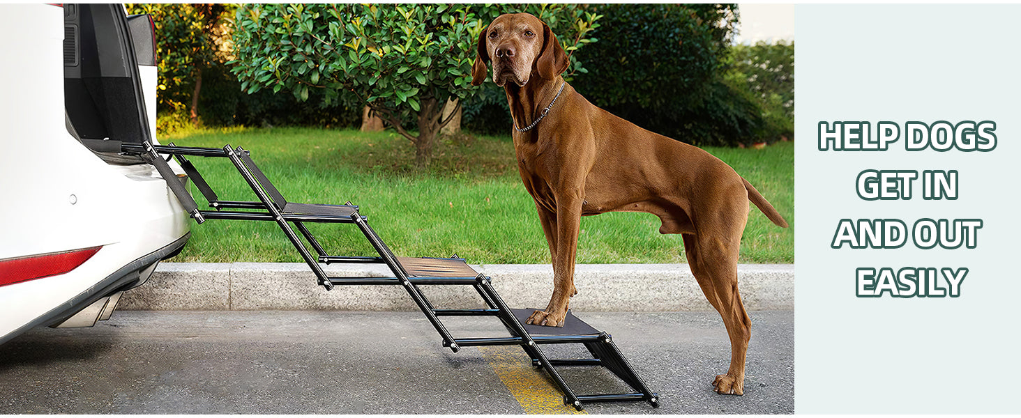 Foldable Dog Ramp Adjustable Non Slip Pet Steps For Car Bed 176lbs Fellie