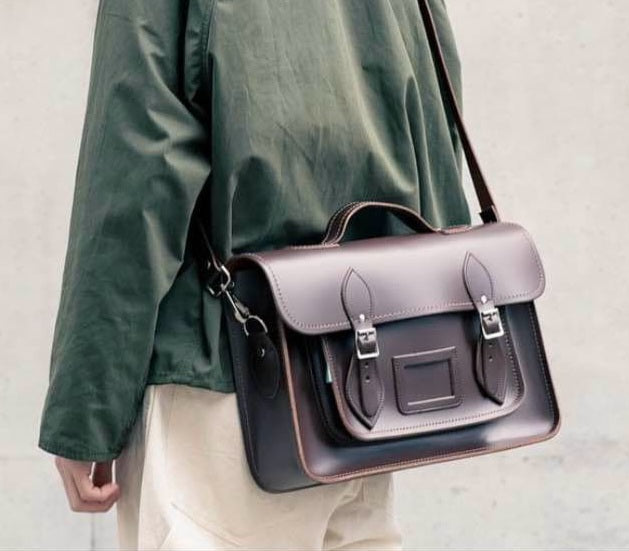 Leather Satchel Bag Handmade Crossbody Shoulder Laptop Bag Dark Brown