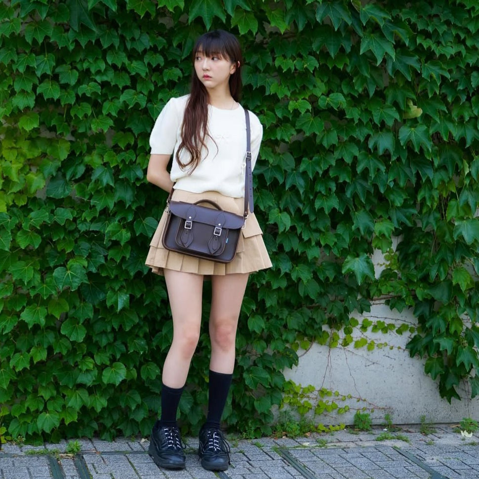 Leather Satchel Bag Handmade Crossbody Shoulder Laptop Bag Dark Brown