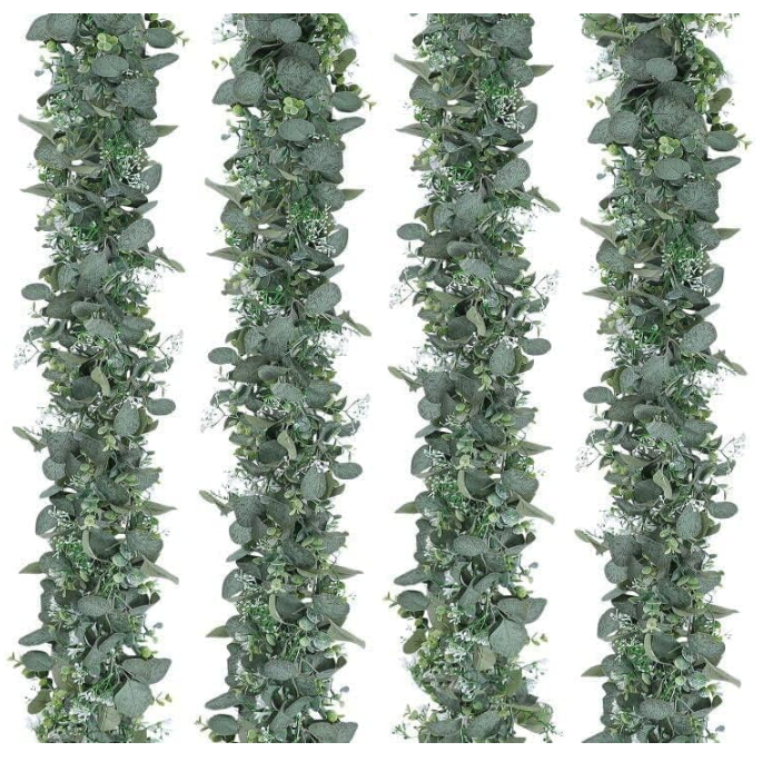 LOMOHOO 4-Pack Artificial Eucalyptus Garland with White Seeds for Any Decor - Massive Discounts