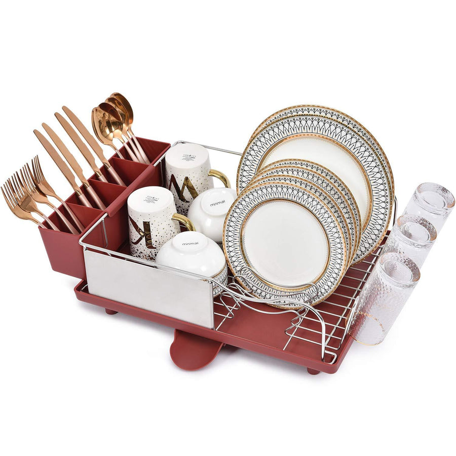 Dish Drainer Stainless Steel Dish Rack 4 Compartment Holder - Massive Discounts