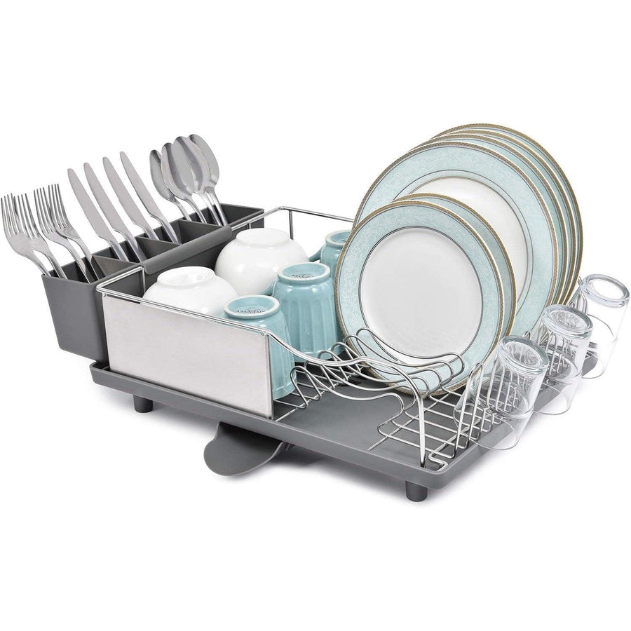 Dish Drainer, Stainless Steel, Drying 4 Compartment Utensil Holder - Massive Discounts