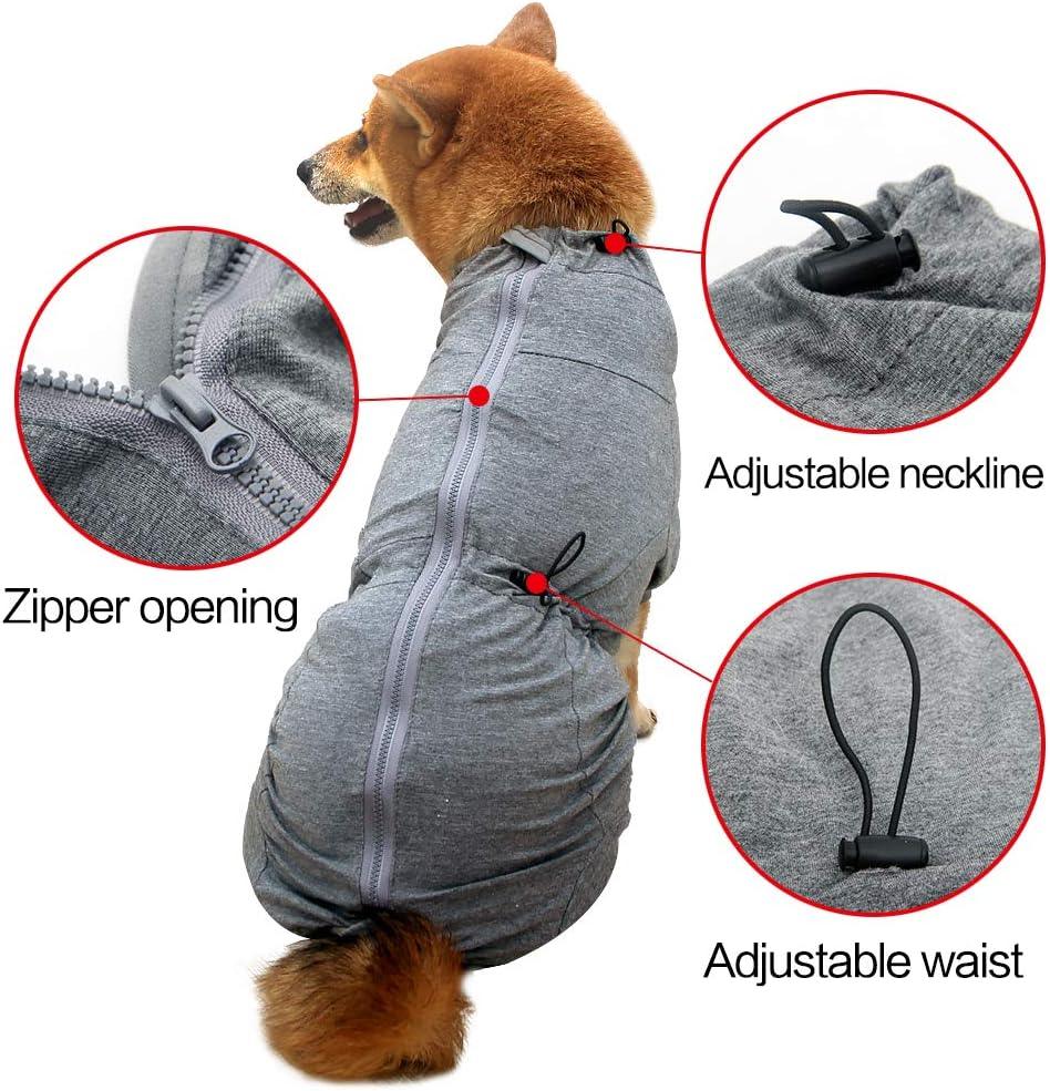 Dog Surgical Recovery Suit with Legs for Dogs Long sleeve XXXL Grey - Massive Discounts
