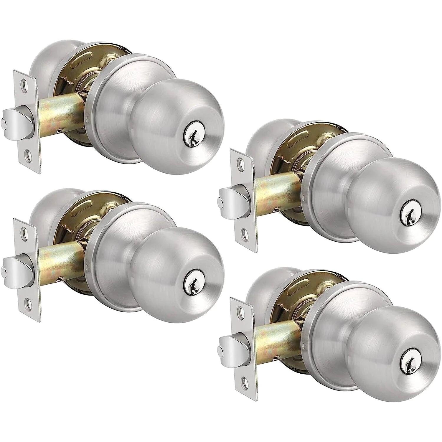 Probrico Door Knob with Keyn 4 Pack Stainless Steel Satin Nickel - Massive Discounts