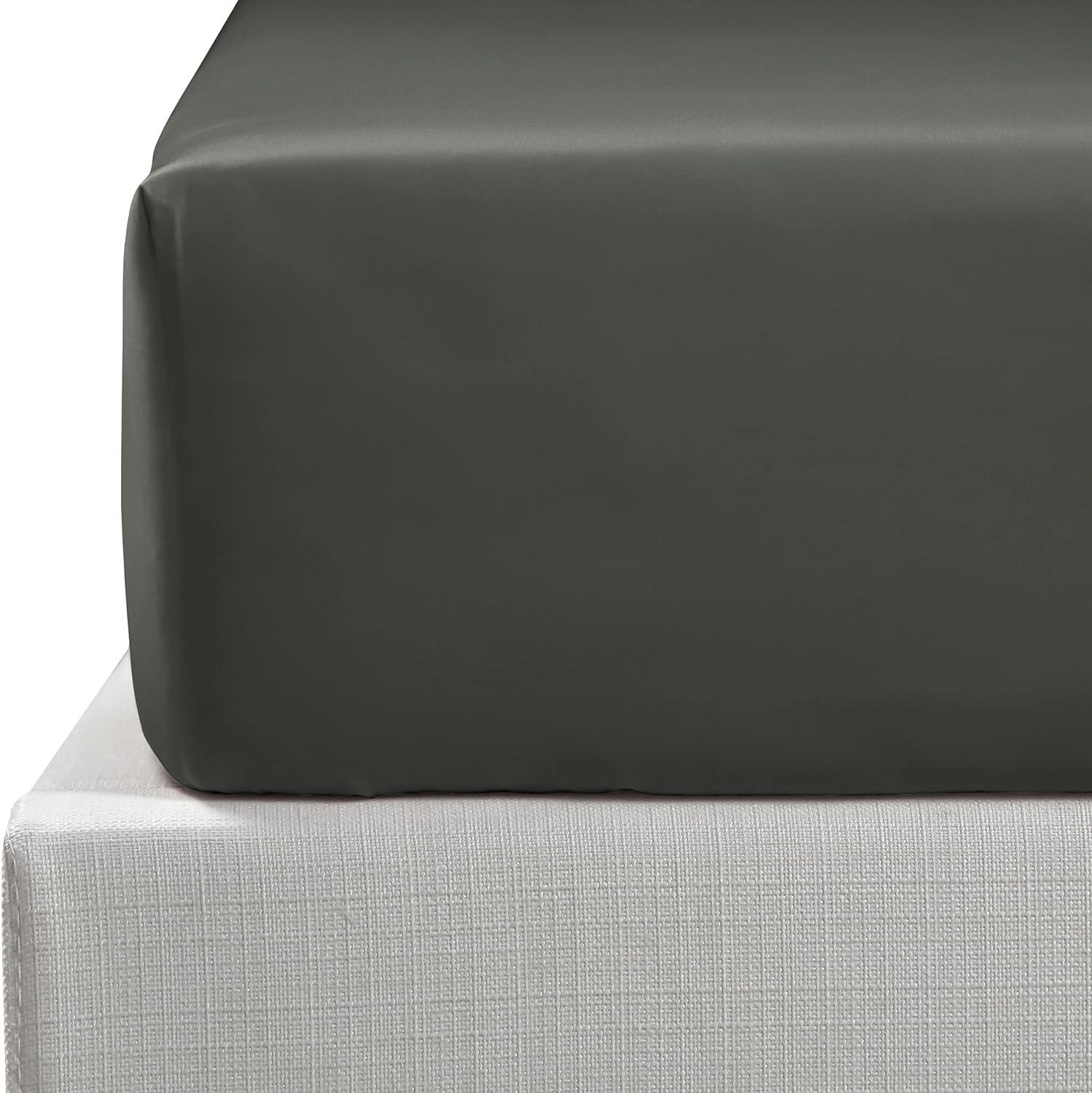 Double Fitted Sheet 135x190=30cm 100% Egyptian Cotton Charcoal Grey - Massive Discounts