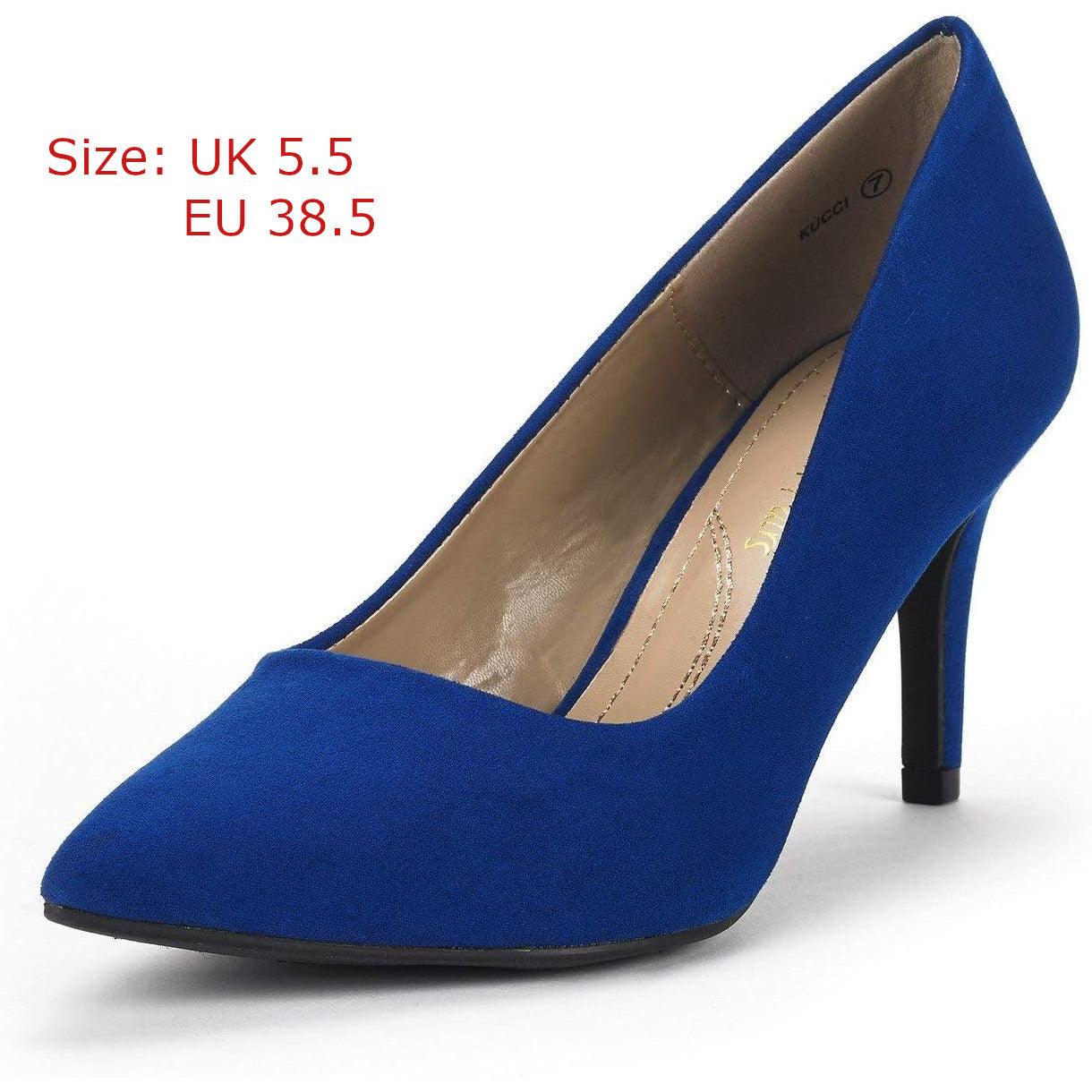 DREAM PAIRS (UK 5.5) Women's Slip On Low Stiletto Mid Heels Pointed Closed - Massive Discounts