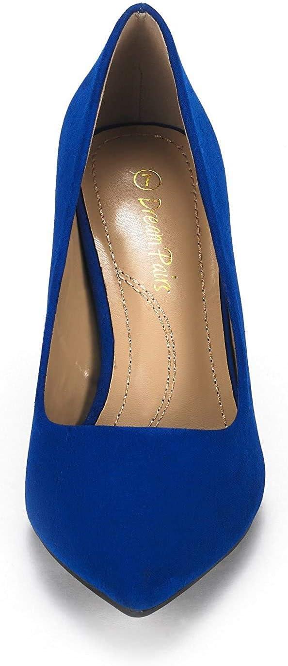 DREAM PAIRS (UK 5.5) Women's Slip On Low Stiletto Mid Heels Pointed Closed - Massive Discounts