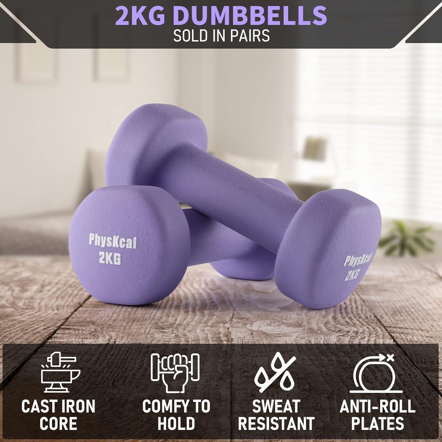 Dumbbells Set of 2x2kg for Home Gym Exercise, Comfy To Hold Soft Grip - Massive Discounts