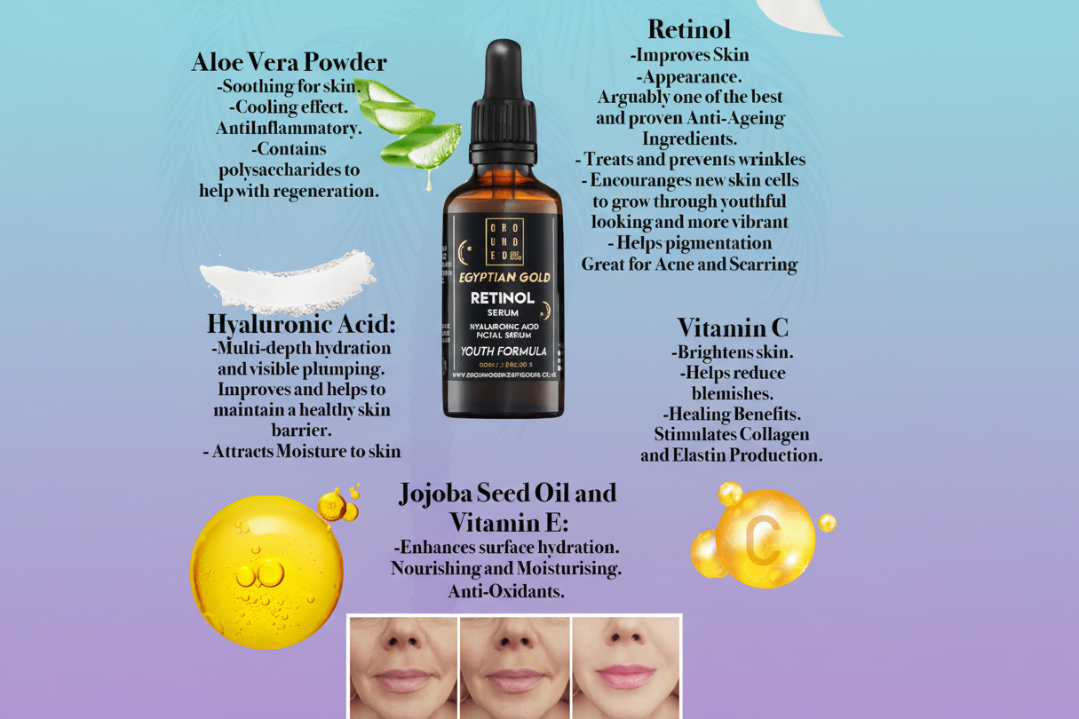 Egyptian Gold Retinol Face Serum - Anti ageing skincare 2 sizes Available