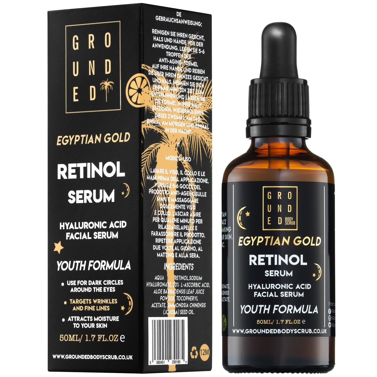 Egyptian Gold Retinol Face Serum - Anti ageing skincare 2 sizes Available