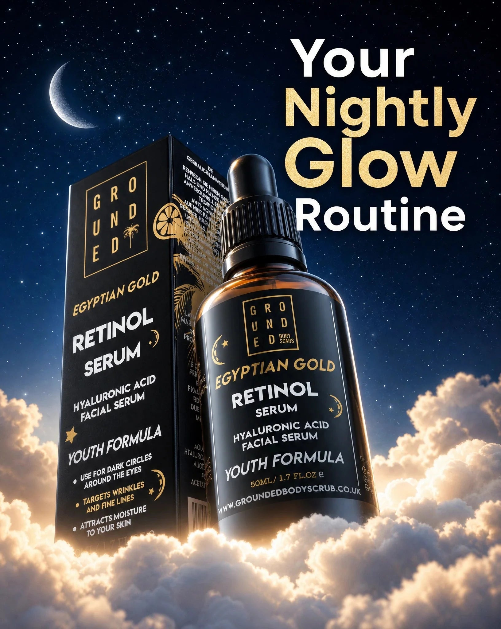 Egyptian Gold Retinol Face Serum - Anti ageing skincare 2 sizes Available