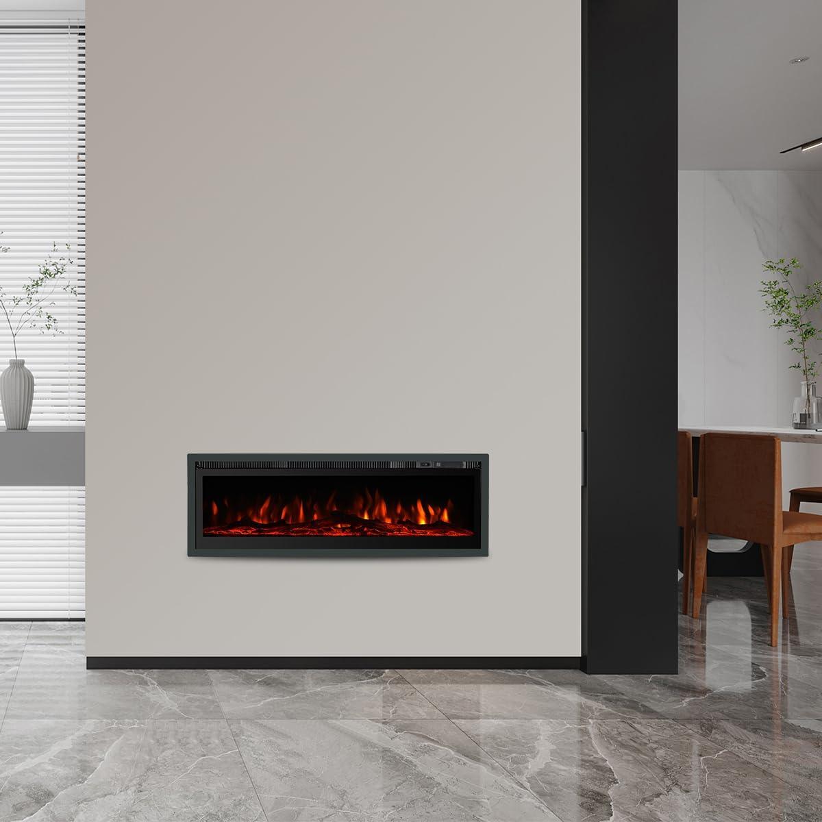 Electric Fireplace 40in Insert Wall Mounted or Freestanding Black - Massive Discounts