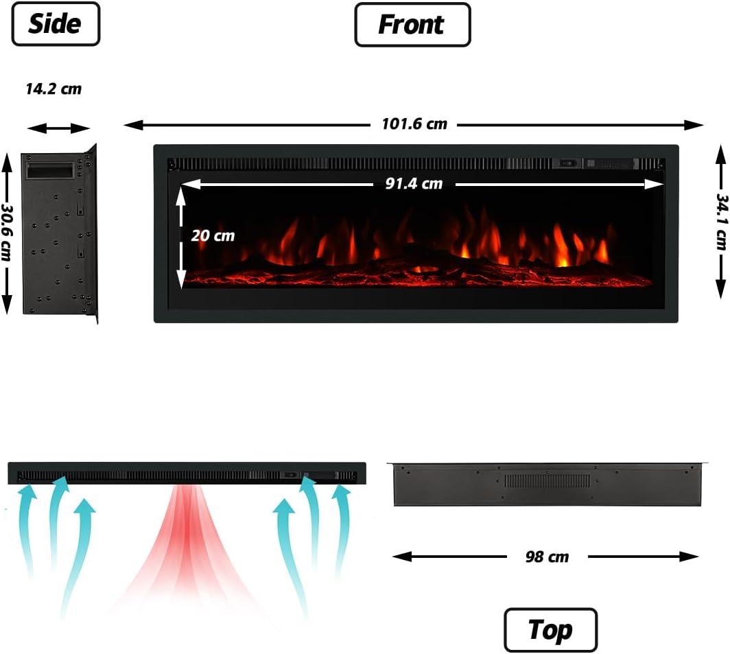 Electric Fireplace 40in Insert Wall Mounted or Freestanding Black - Massive Discounts