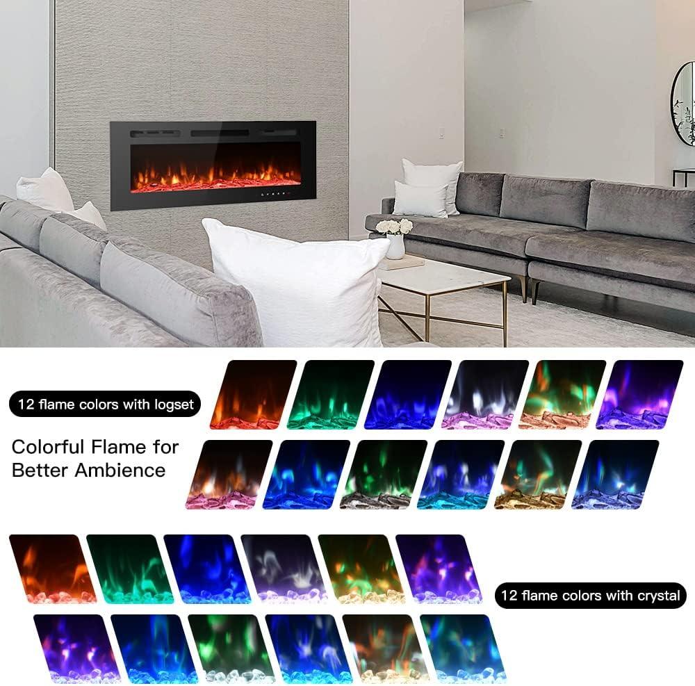 Electric Fireplace Ultra-Thin 12 Variable & Breath Colors Flame 40in - Massive Discounts