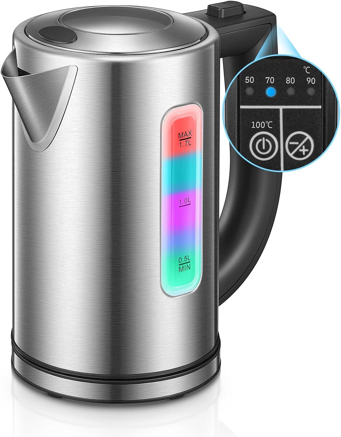 Electric Kettle Temperature Control 2200W Fast Boil Kettle Dry Protection, 1.7L - Massive Discounts