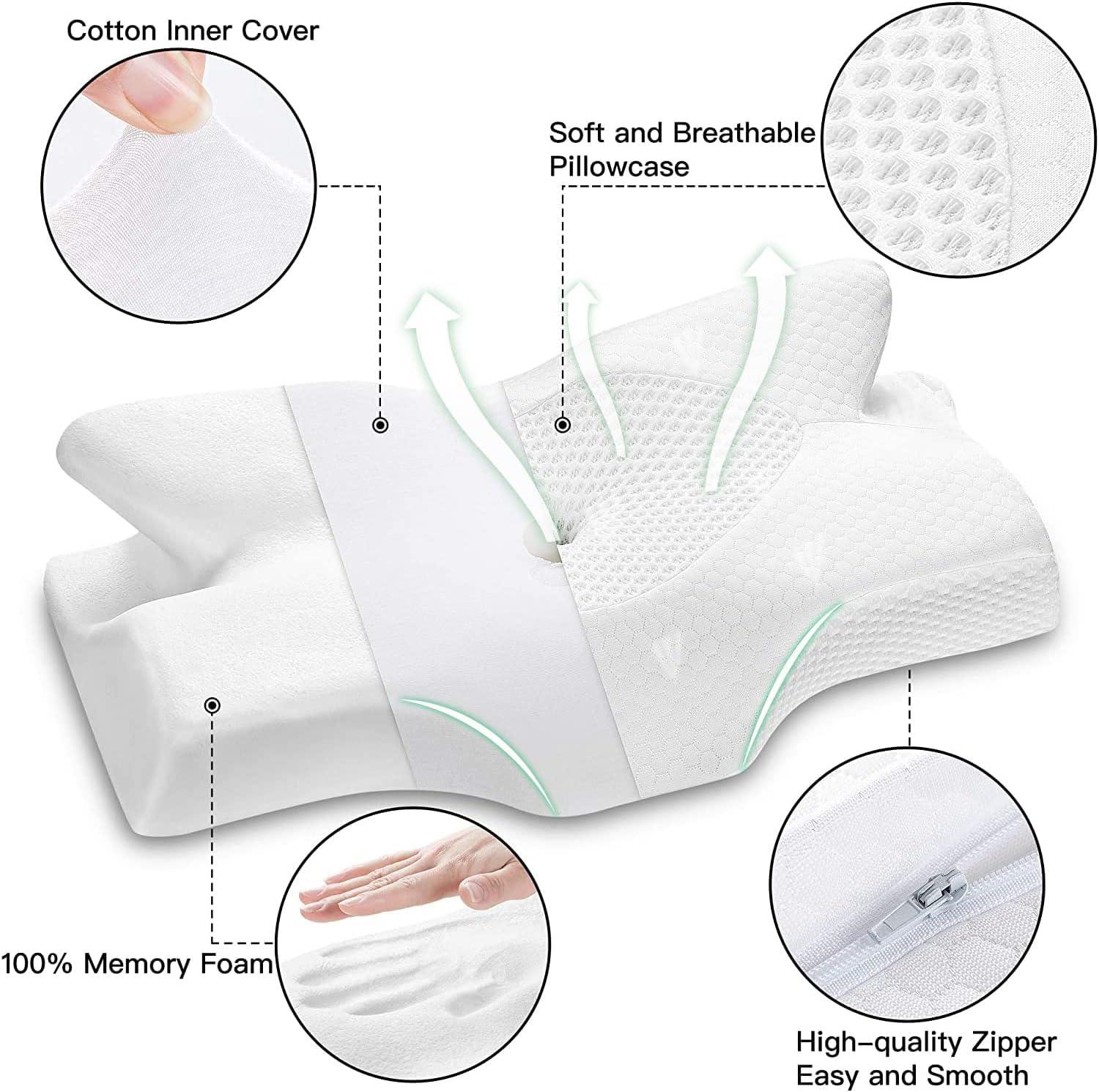 Elviros Cervical Contour Memory Foam Pillow for Neck Pain Orthopedic - Massive Discounts